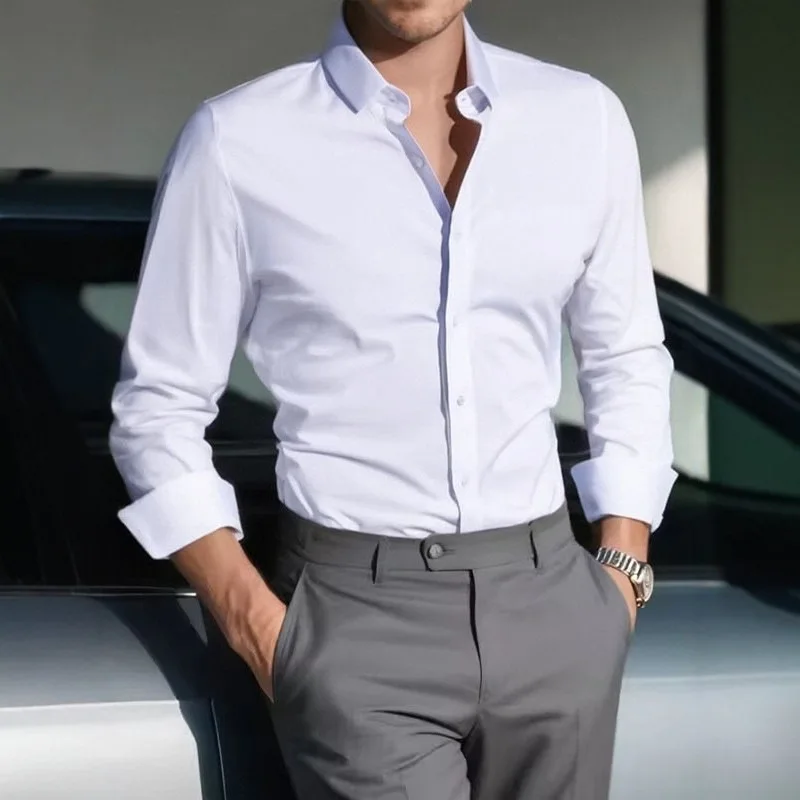 Men Formal Office Wear Shirts - Nova Chegada: Camisas Sociais Masculinas Brancas