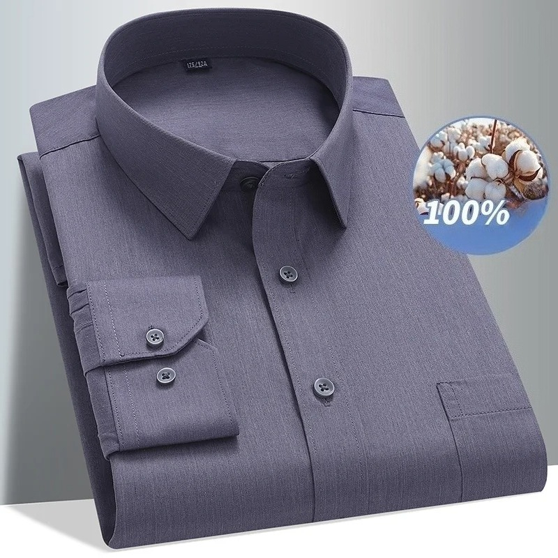 8xl 100 algodão camisa de mang - Men Formal Office Wear Shirts avaliação e preço