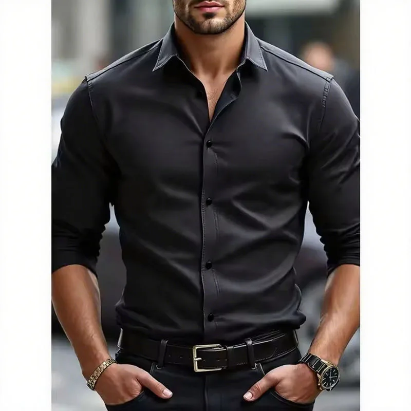 Nova Chegada: Camisas Sociais  - Men Formal Office Wear Shirts avaliação e preço